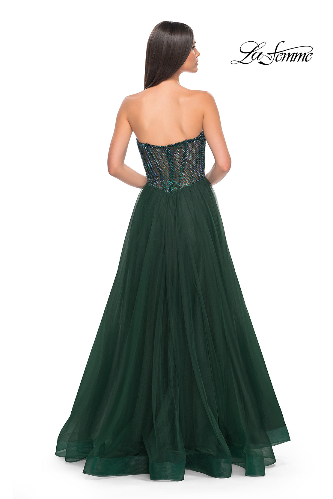 La-Femme-32216-Sweetheart-Neckline-Zipper-Back-High-Slit-Hot-Stone-Fishnet-Tulle-A-Line-Dark-Emreald-Evening-Dress-B-Chic-Fashions-Prom-Dress