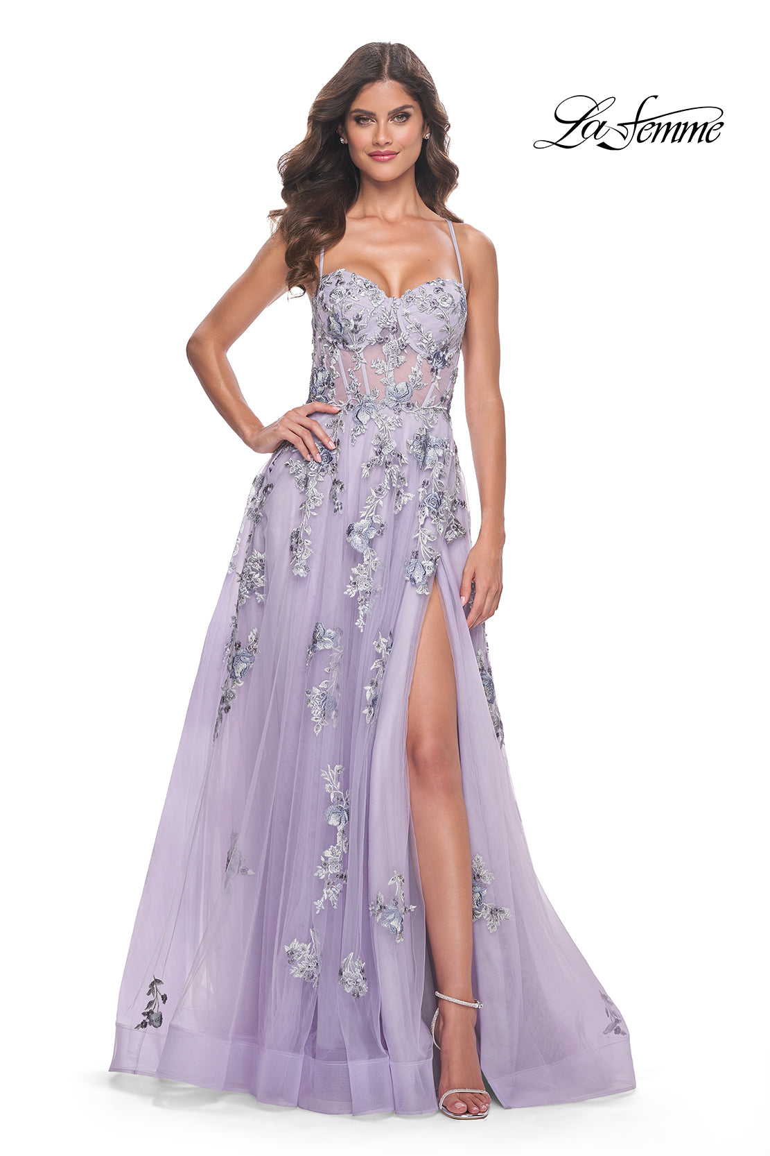 La-Femme-32221-Sweetheart-Neckline-Criss-Cross-Back-High-Slit-Lace-Tulle-A-Line-Lavender-Evening-Dress-B-Chic-Fashion-Prom-Dress