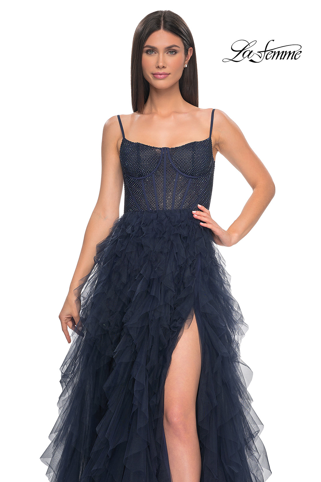 La-Femme-32233-Square-Neckline-Zipper-Back-Tiered-Hot-Stone-Fishnet-Tulle-A-Line-Navy-Evening-Dress-B-Chic-Fashions-Prom-Dress