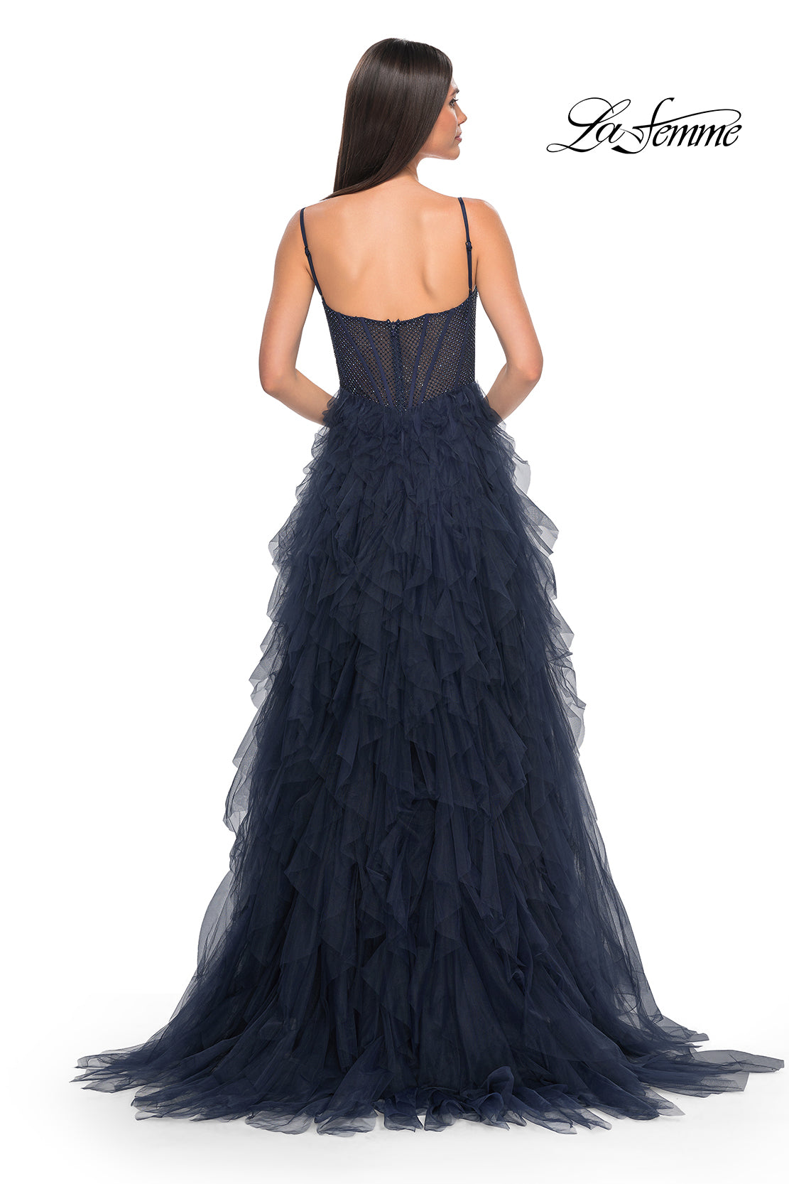 La-Femme-32233-Square-Neckline-Zipper-Back-Tiered-Hot-Stone-Fishnet-Tulle-A-Line-Navy-Evening-Dress-B-Chic-Fashions-Prom-Dress