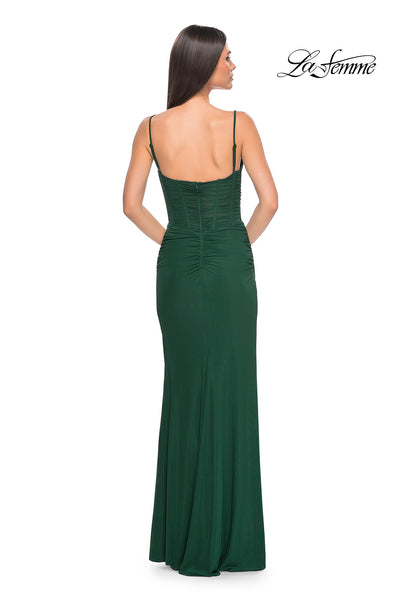 La-Femme-32239-V-Neck-Neckline-Zipper-Back-High-Slit-Net-Jersey-Fitted-Dark-Emerald-Evening-Dress-B-Chic-Fashions-Prom-Dress