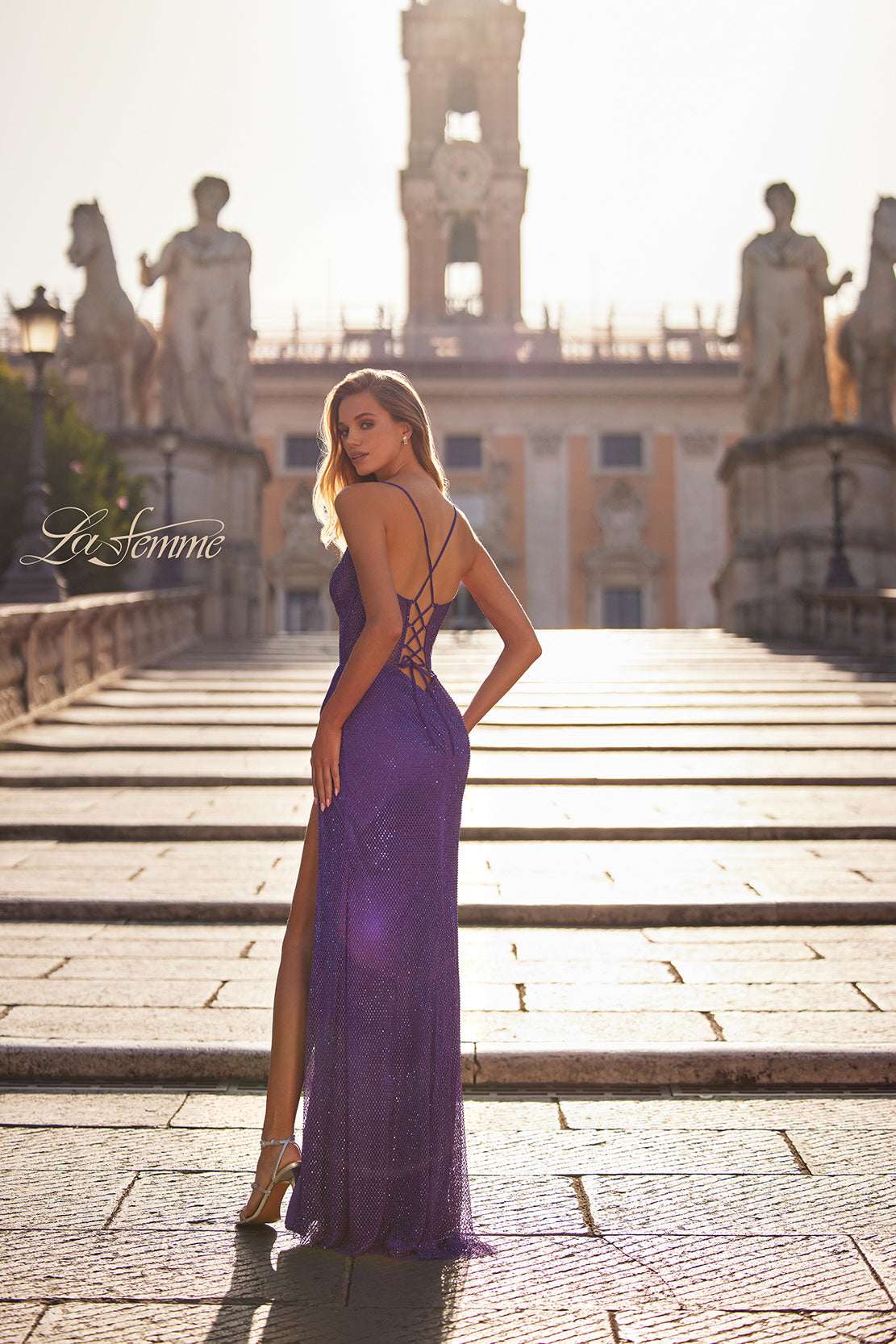 La-Femme-32247-V-Neck-Neckline-Lace-up-Back-High-Slit-Hot-Stone-Fishnet-Column-Fitted-Royal-Purple-Evening-Dress-B-Chic-Fashions-Prom-Dress