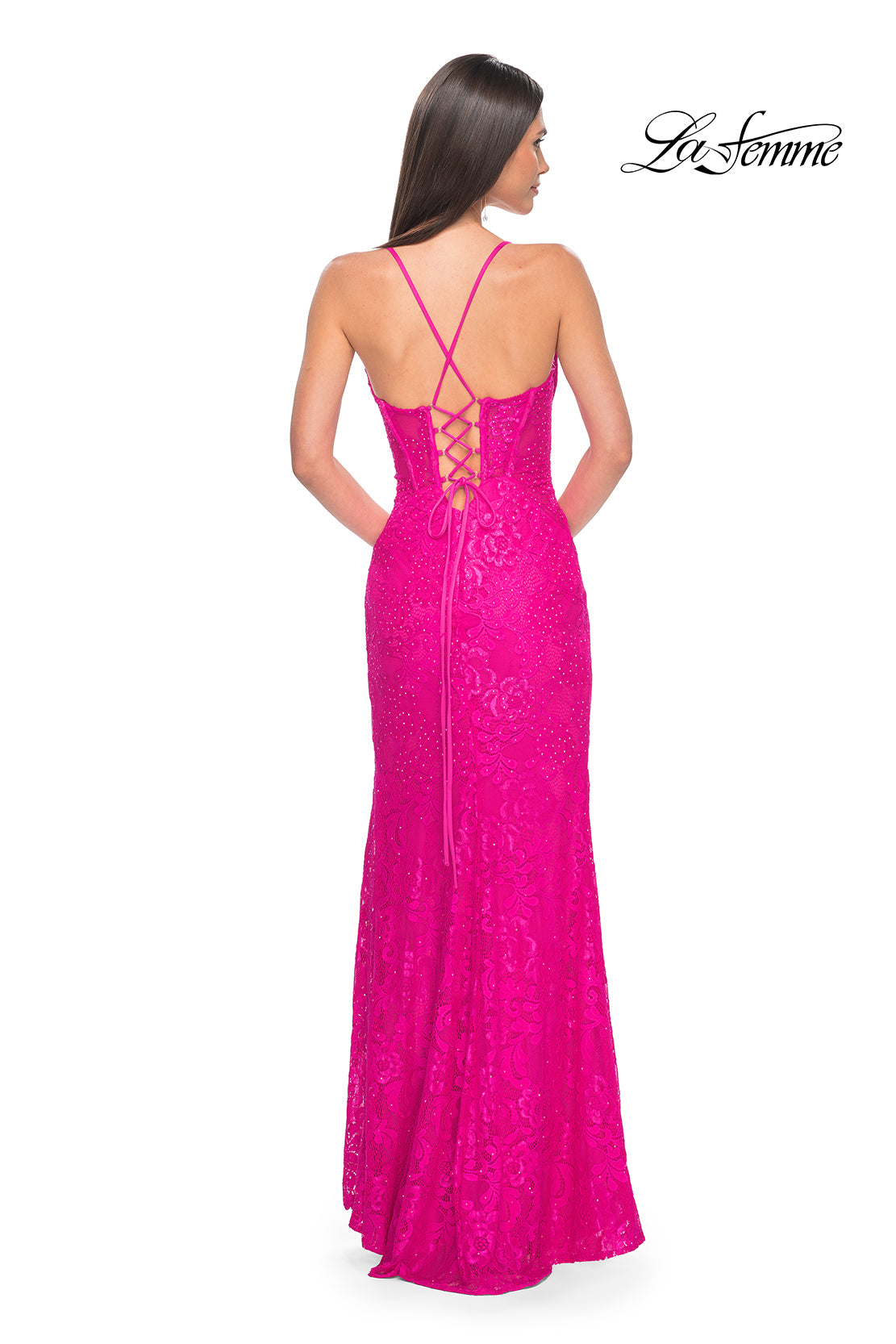 La-Femme-32248-Sweetheart-Neckline-Lace-up-Back-High-Slit-Lace-Fitted-Hot-Fuchsia-Evening-Dress-B-Chic-Fashions-Prom-Dress