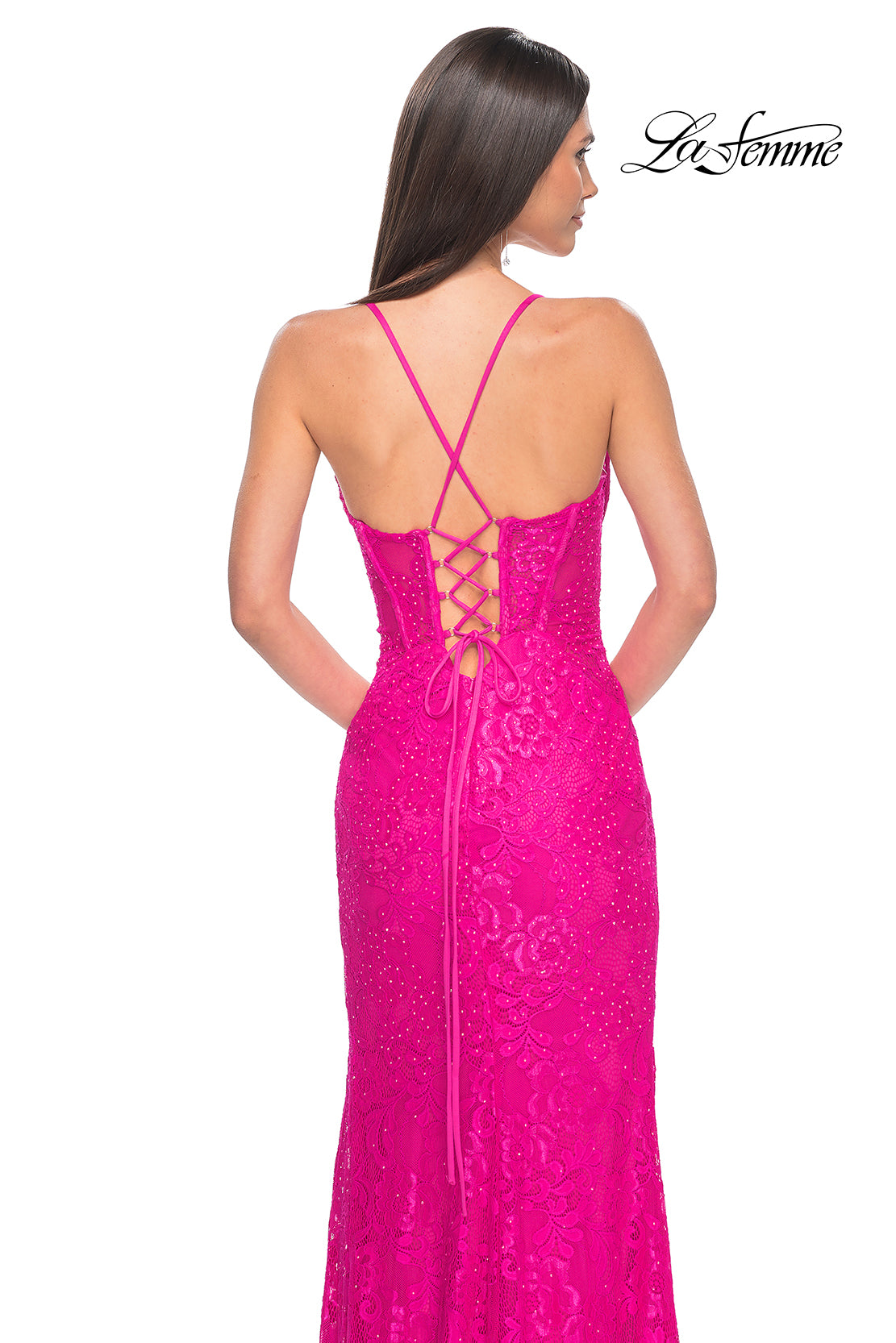 La-Femme-32248-Sweetheart-Neckline-Lace-up-Back-High-Slit-Lace-Fitted-Hot-Fuchsia-Evening-Dress-B-Chic-Fashions-Prom-Dress