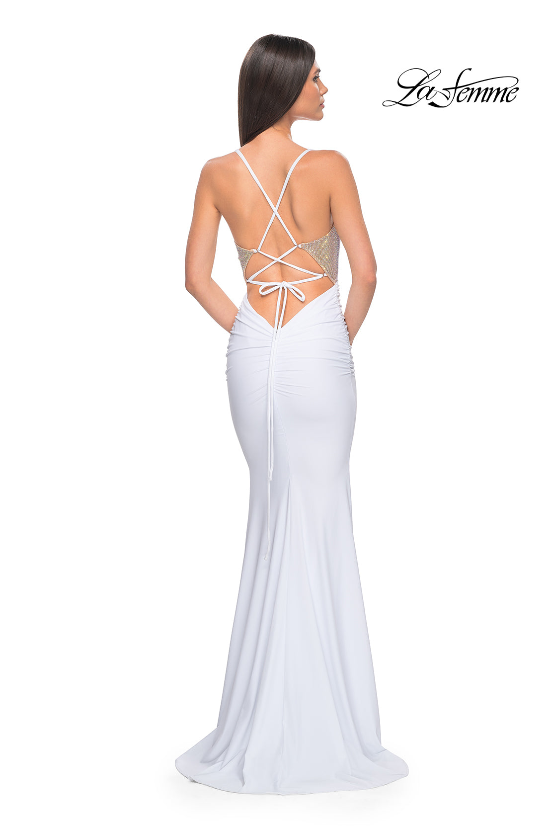 La-Femme-32260-V-Neck-Neckline-Criss-Cross-Back-Hot-Stone-Jersey-Fitted-White-Evening-Dress-B-Chic-Fashions-Prom-Dress