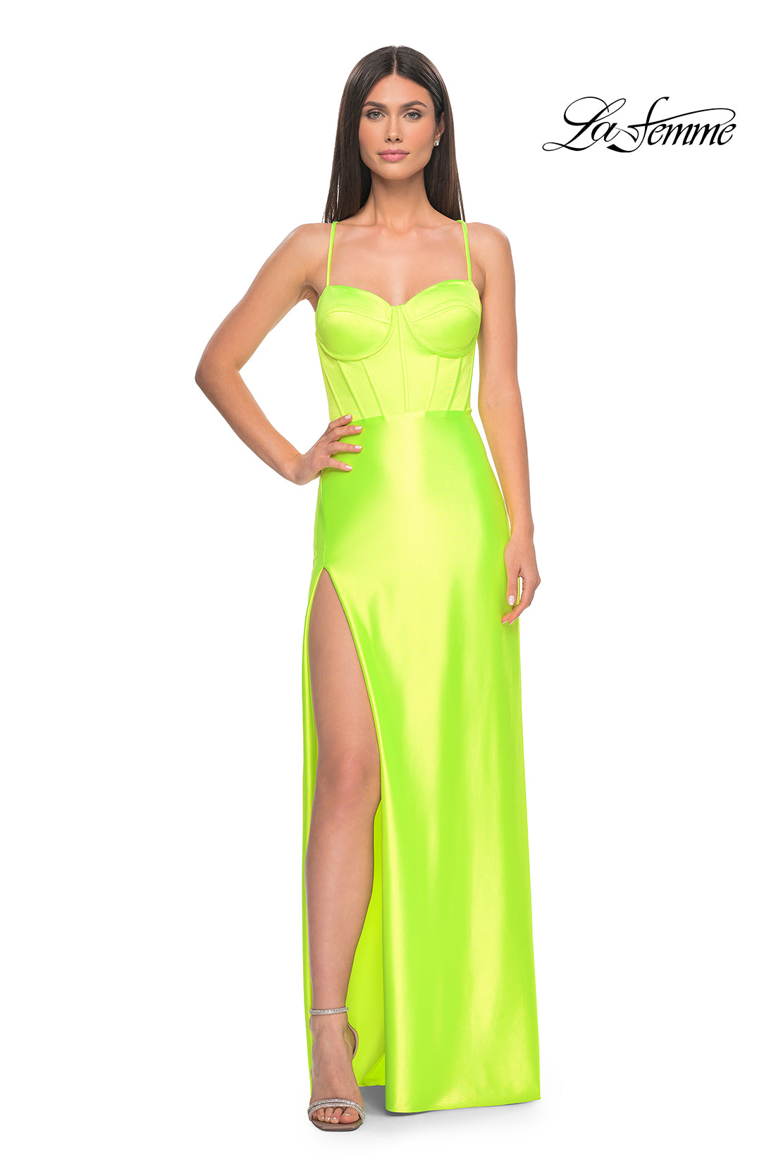 La-Femme-32262-Sweetheart-Neckline-Lace-up-Back-High-Slit-Liquid-Jersey-Fitted-Bright-Green-Evening-Dress-B-Chic-Fashions-Prom-Dress
