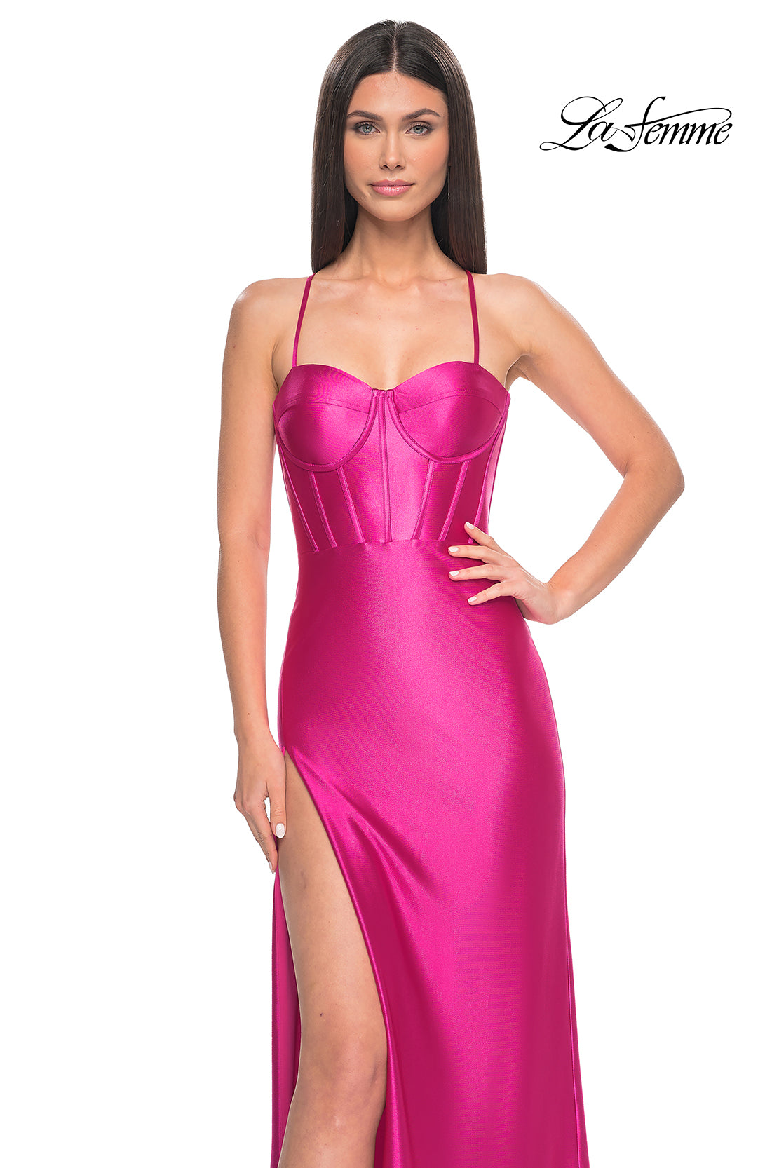 La-Femme-32262-Sweetheart-Neckline-Lace-up-Back-High-Slit-Liquid-Jersey-Fitted-Hot-Fuchsia-Evening-Dress-B-Chic-Fashions-Prom-Dress