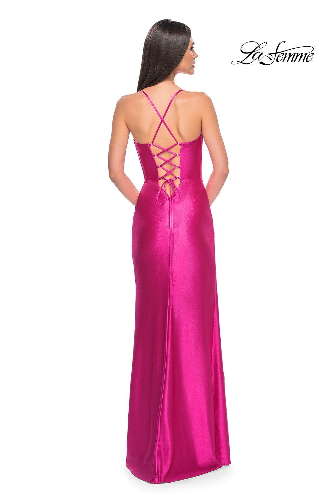 La-Femme-32262-Sweetheart-Neckline-Lace-up-Back-High-Slit-Liquid-Jersey-Fitted-Hot-Fuchsia-Evening-Dress-B-Chic-Fashions-Prom-Dress