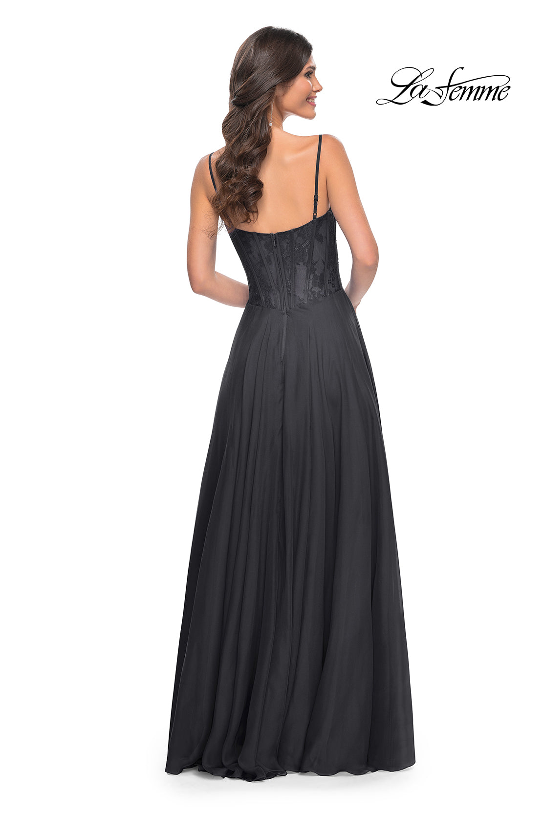 La-Femme-32276-Sweetheart-Neckline-Zipper-Back-High-Slit-Lace-Chiffon-A-Line-Black-Evening-Dress-B-Chic-Fashions-Prom-Dress