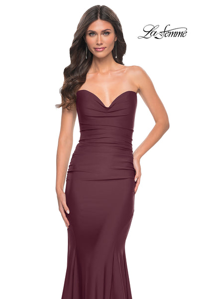 La-Femme-32289-Sweetheart-Neckline-Lace-up-Back-Ruched-Jersey-Fitted-Dark-Wine-Evening-Dress-B-Chic-Fashions-Prom-Dress
