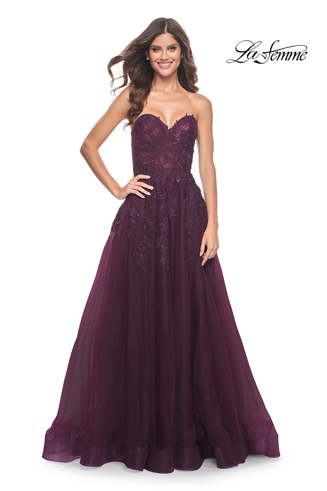La-Femme-32304-Sweetheart-Neckline-Lace-up-Back-High-Slit-Lace-Tulle-A-Line-Dark-Berry-Evening-Dress-B-Chic-Fashions-Prom-Dress