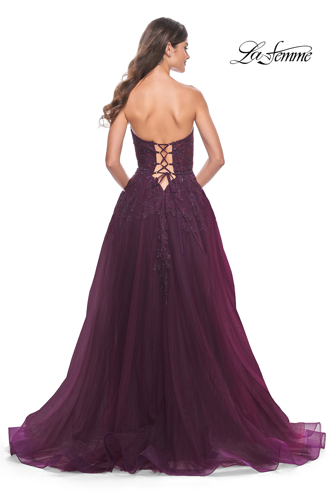 La-Femme-32304-Sweetheart-Neckline-Lace-up-Back-High-Slit-Lace-Tulle-A-Line-Dark-Berry-Evening-Dress-B-Chic-Fashions-Prom-Dress