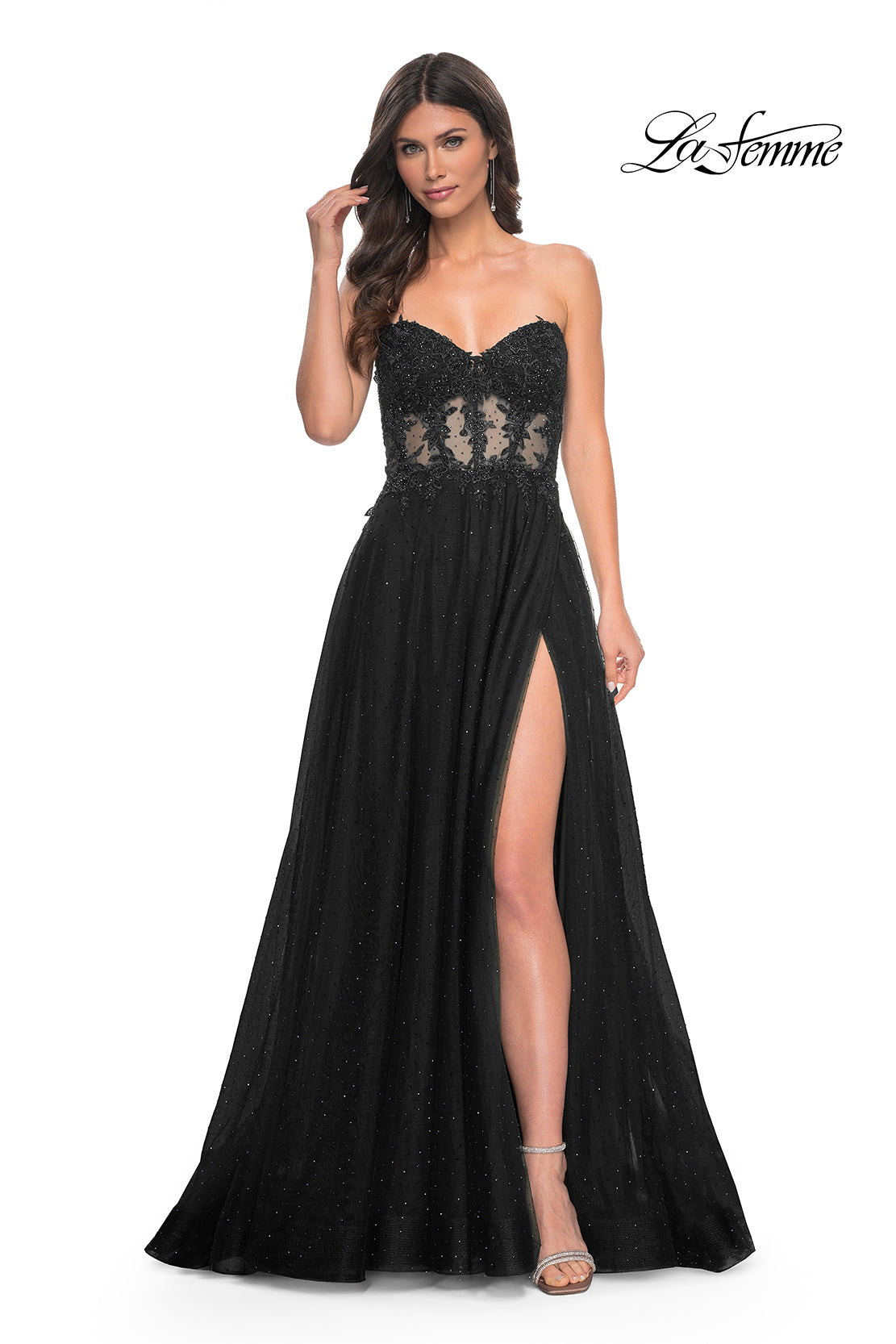 La-Femme-32313-Sweetheart-Neckline-Zipper-Back-High-Slit-Lace-Tulle-A-Line-Black-Evening-Dress-B-Chic-Fashions-Prom-Dress