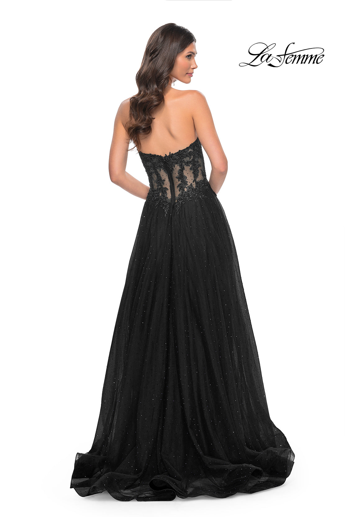 La-Femme-32313-Sweetheart-Neckline-Zipper-Back-High-Slit-Lace-Tulle-A-Line-Black-Evening-Dress-B-Chic-Fashions-Prom-Dress