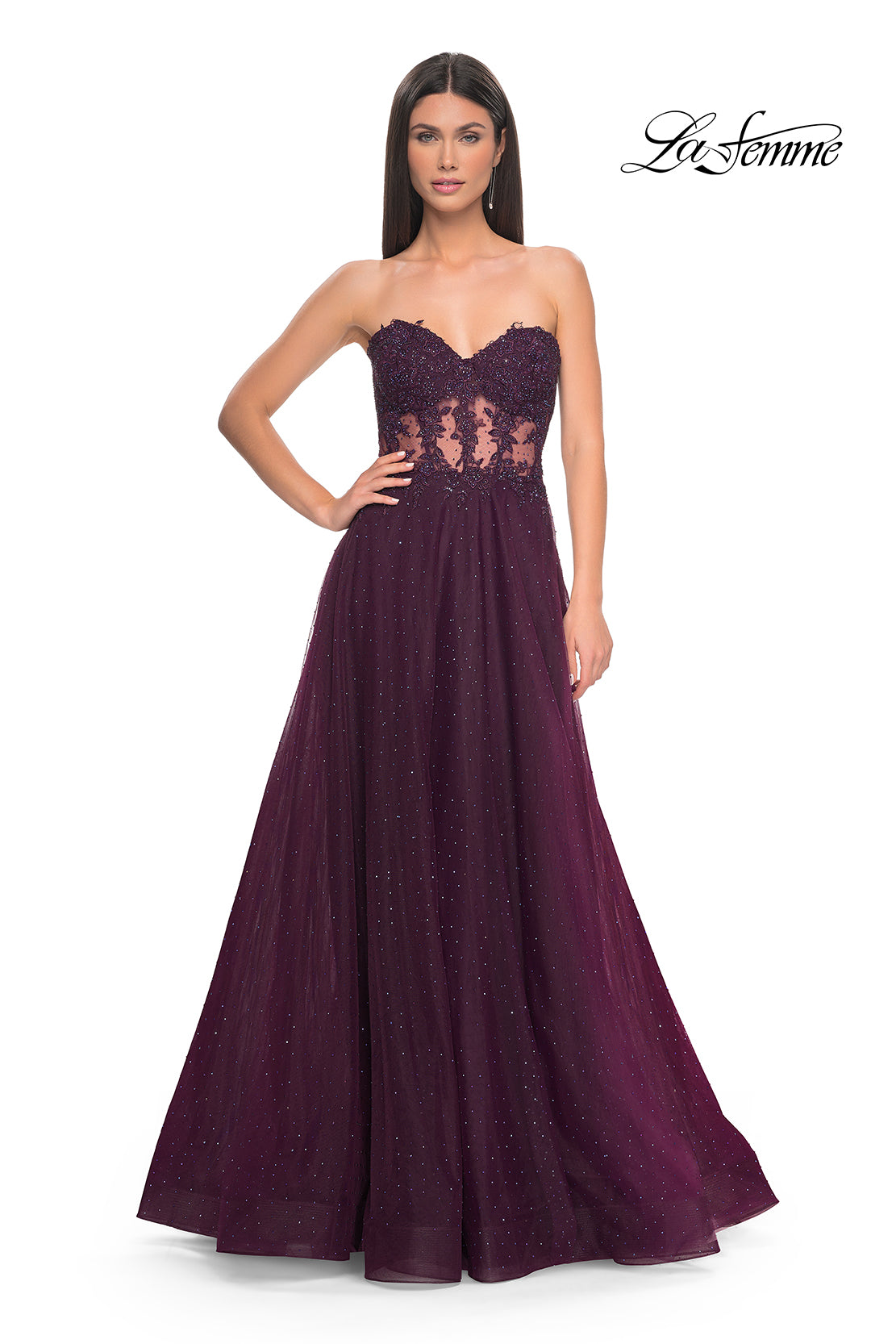 La-Femme-32313-Sweetheart-Neckline-Zipper-Back-High-Slit-Lace-Tulle-A-Line-Dark-Berry-Evening-Dress-B-Chic-Fashions-Prom-Dress