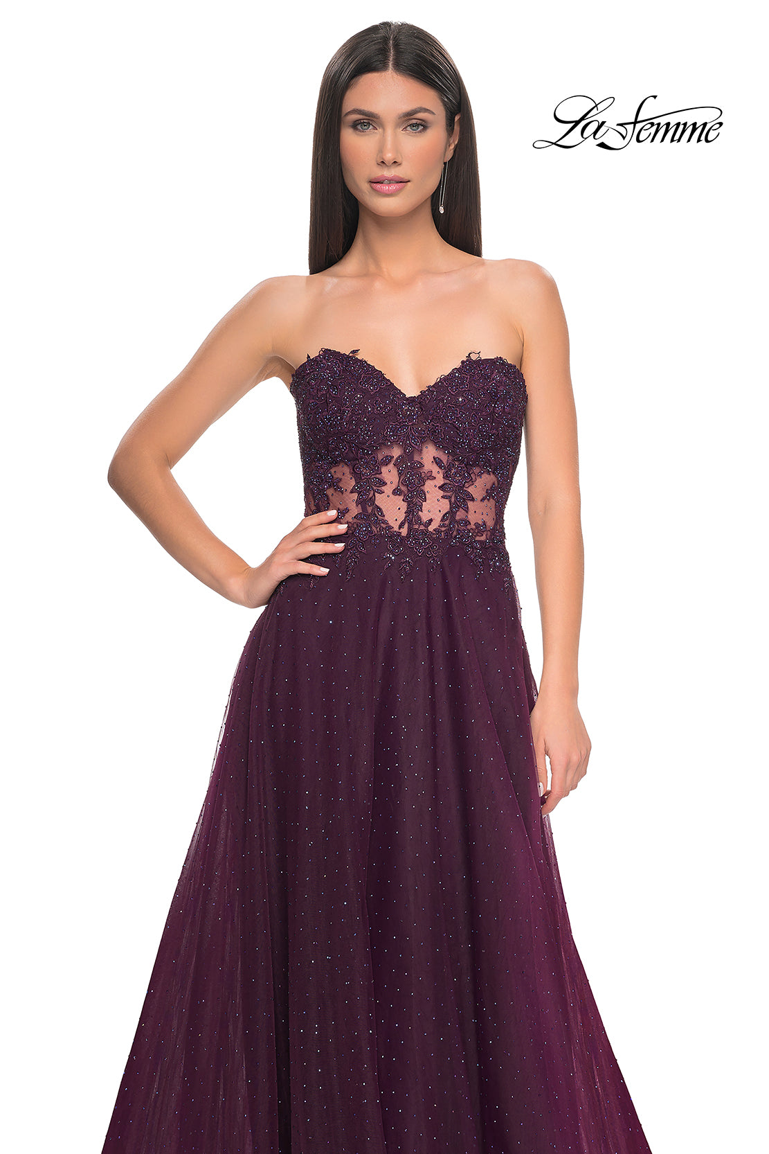 La-Femme-32313-Sweetheart-Neckline-Zipper-Back-High-Slit-Lace-Tulle-A-Line-Dark-Berry-Evening-Dress-B-Chic-Fashions-Prom-Dress
