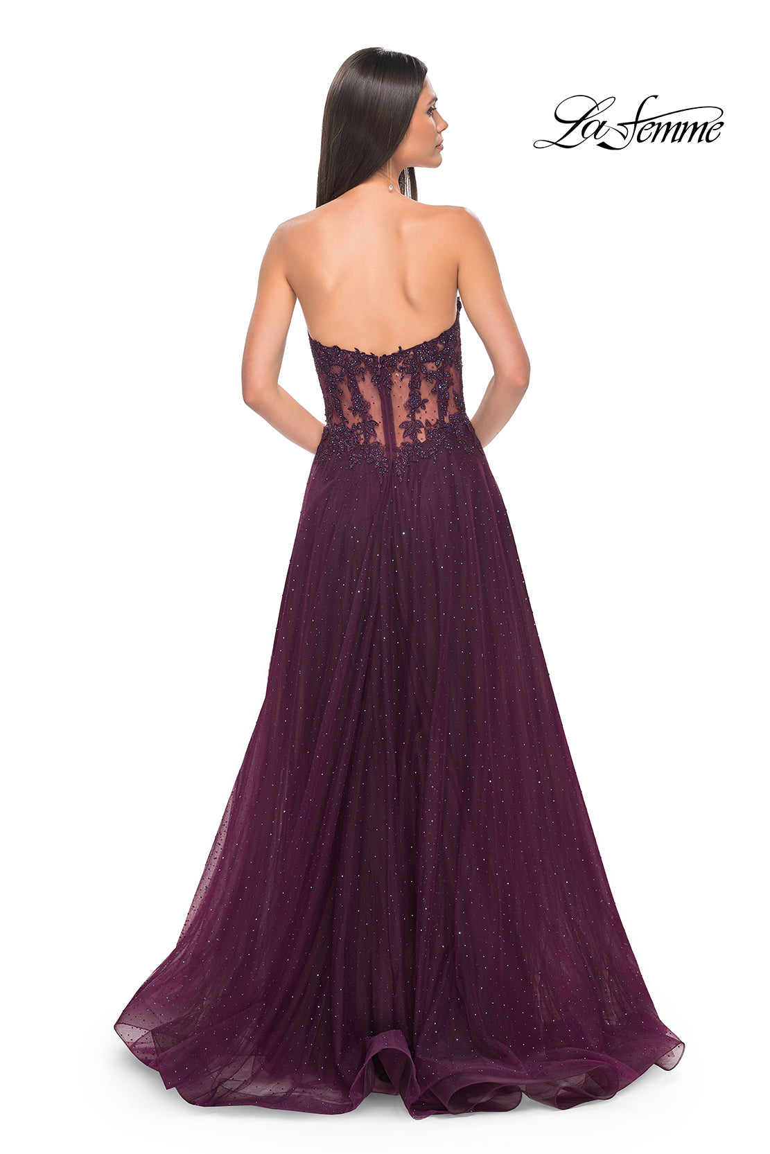 La-Femme-32313-Sweetheart-Neckline-Zipper-Back-High-Slit-Lace-Tulle-A-Line-Dark-Berry-Evening-Dress-B-Chic-Fashions-Prom-Dress
