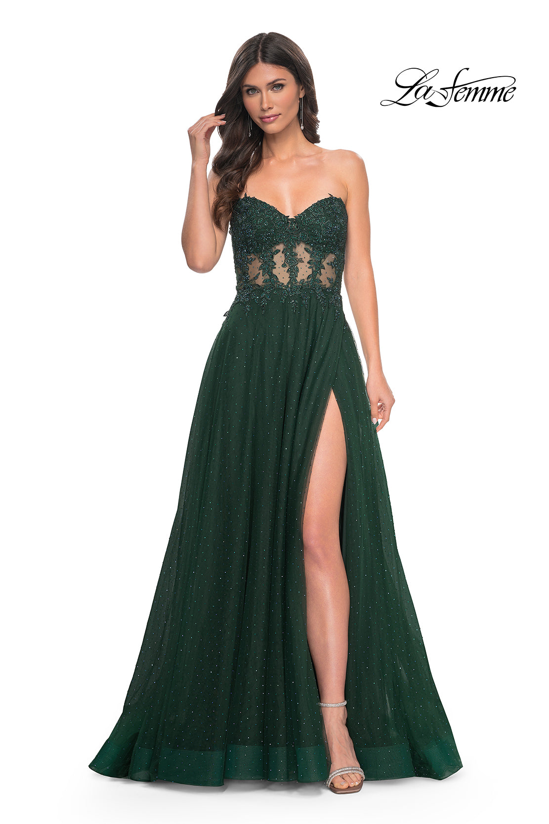 La-Femme-32313-Sweetheart-Neckline-Zipper-Back-High-Slit-Lace-Tulle-A-Line-Dark-Emerald-Evening-Dress-B-Chic-Fashions-Prom-Dress
