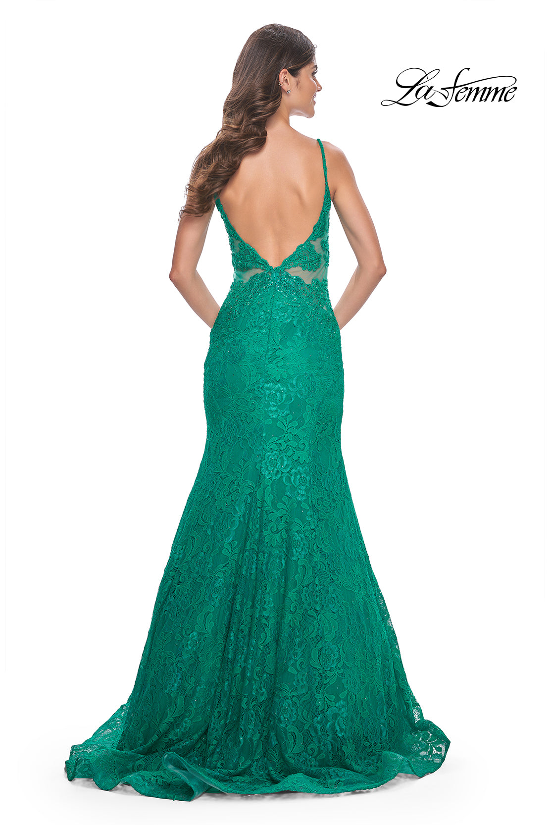 Shop La Femme 32315 Plunging Neckline Low Back Corset Lace Mermaid Fitted Evening Dress B Chic Fashions Shop La Femme 32315 Plunging Neckline Low Back Corset Lace Mermaid Fitted Evening Dress B Chic Fashions