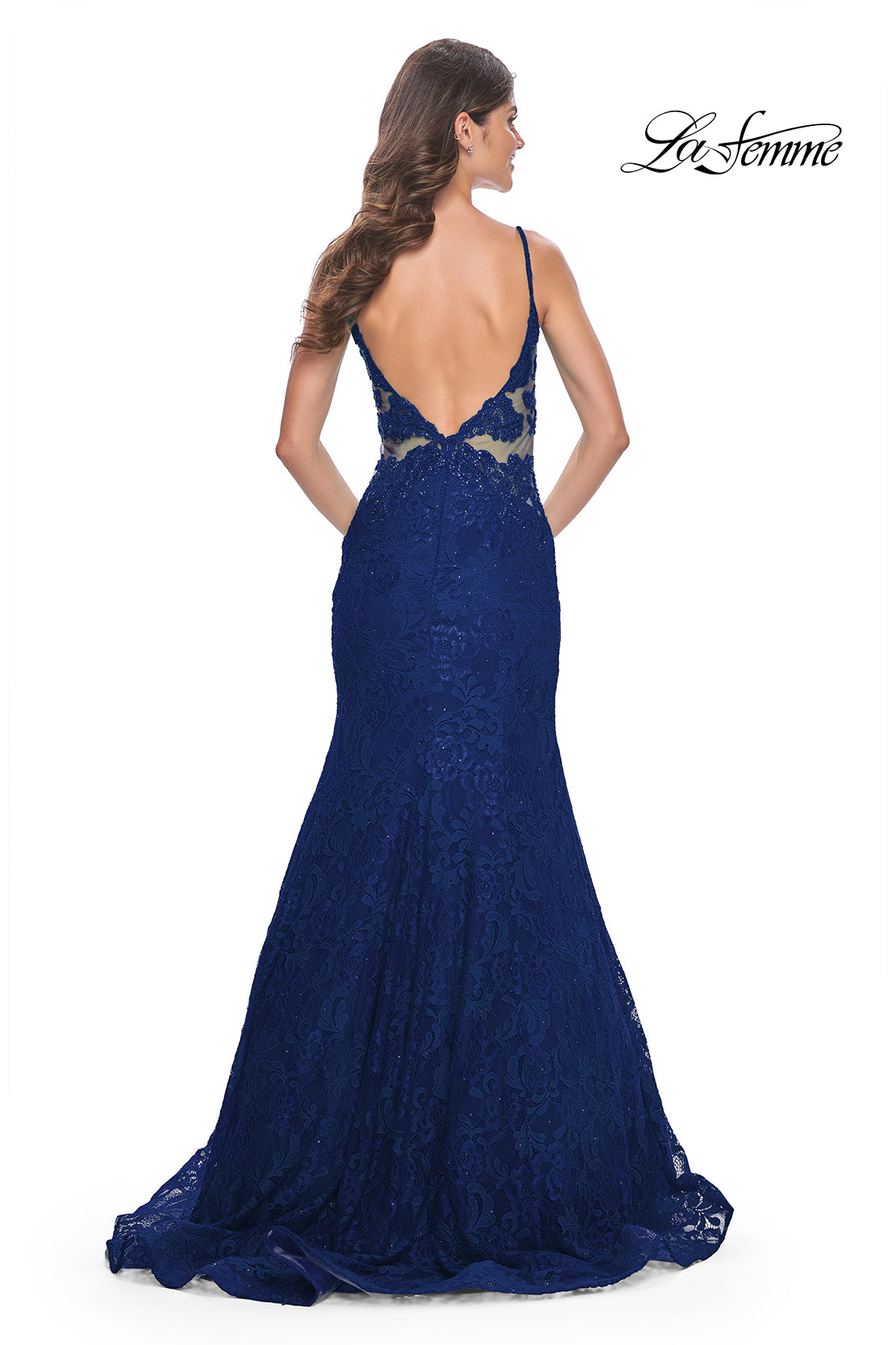 La-Femme-32315-Plunging-Neckline-Low-Back-Corset-Lace-Mermaid-Fitted-Navy-Evening-Dress-B-Chic-Fashions-Prom-Dress