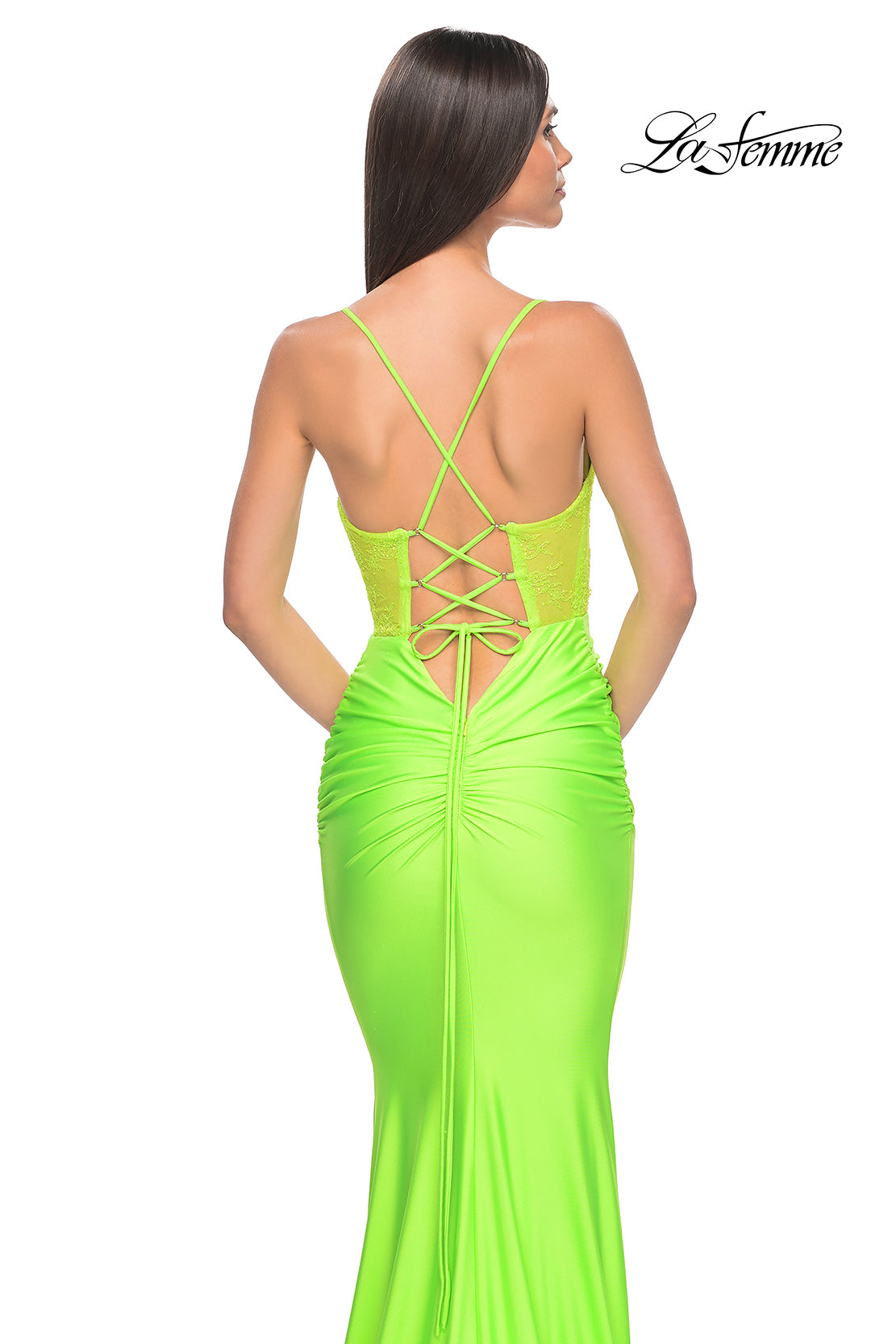 La-Femme-32322-Square-Neckline-Lace-up-Back-Ruched-Jersey-Fitted-Bright-Green-Evening-Dress-B-Chic-Fashions-Prom-Dress
