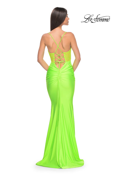 La-Femme-32322-Square-Neckline-Lace-up-Back-Ruched-Jersey-Fitted-Bright-Green-Evening-Dress-B-Chic-Fashions-Prom-Dress