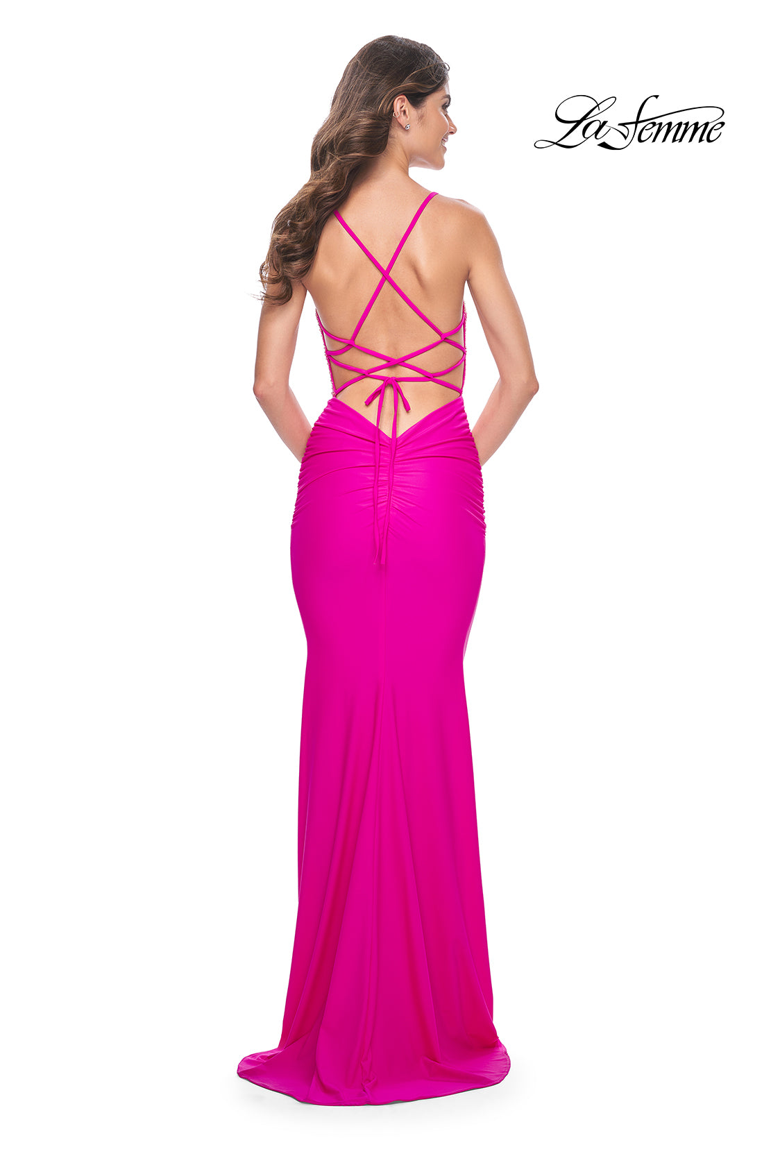 La-Femme-32325-Sweetheart-Neckline-Criss-Cross-Back-Ruched-Hot-Stone-Jersey-Column-Fitted-Hot-Fuchsia-Evening-Dress-B-Chic-Fashions-Peom-Dress
