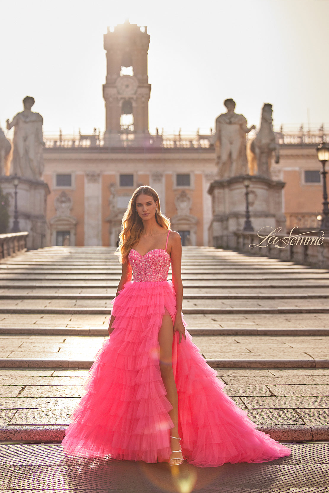 La-Femme-32335-Sweetheart-Neckline-Lace-up-Back-High-Slit-Hot-Stone-Tulle-Ball-Gowns-NeonPink-Evening-Dress-B-Chic-Fashions-Prom-Dress