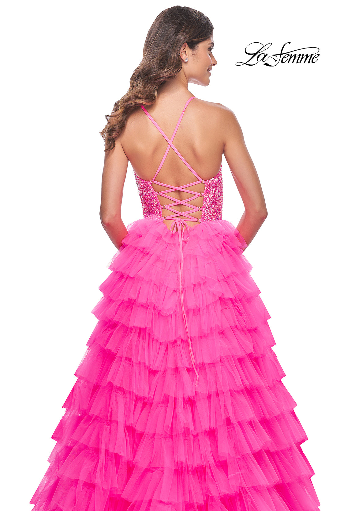 La-Femme-32335-Sweetheart-Neckline-Lace-up-Back-High-Slit-Hot-Stone-Tulle-Ball-Gowns-NeonPink-Evening-Dress-B-Chic-Fashions-Prom-Dress