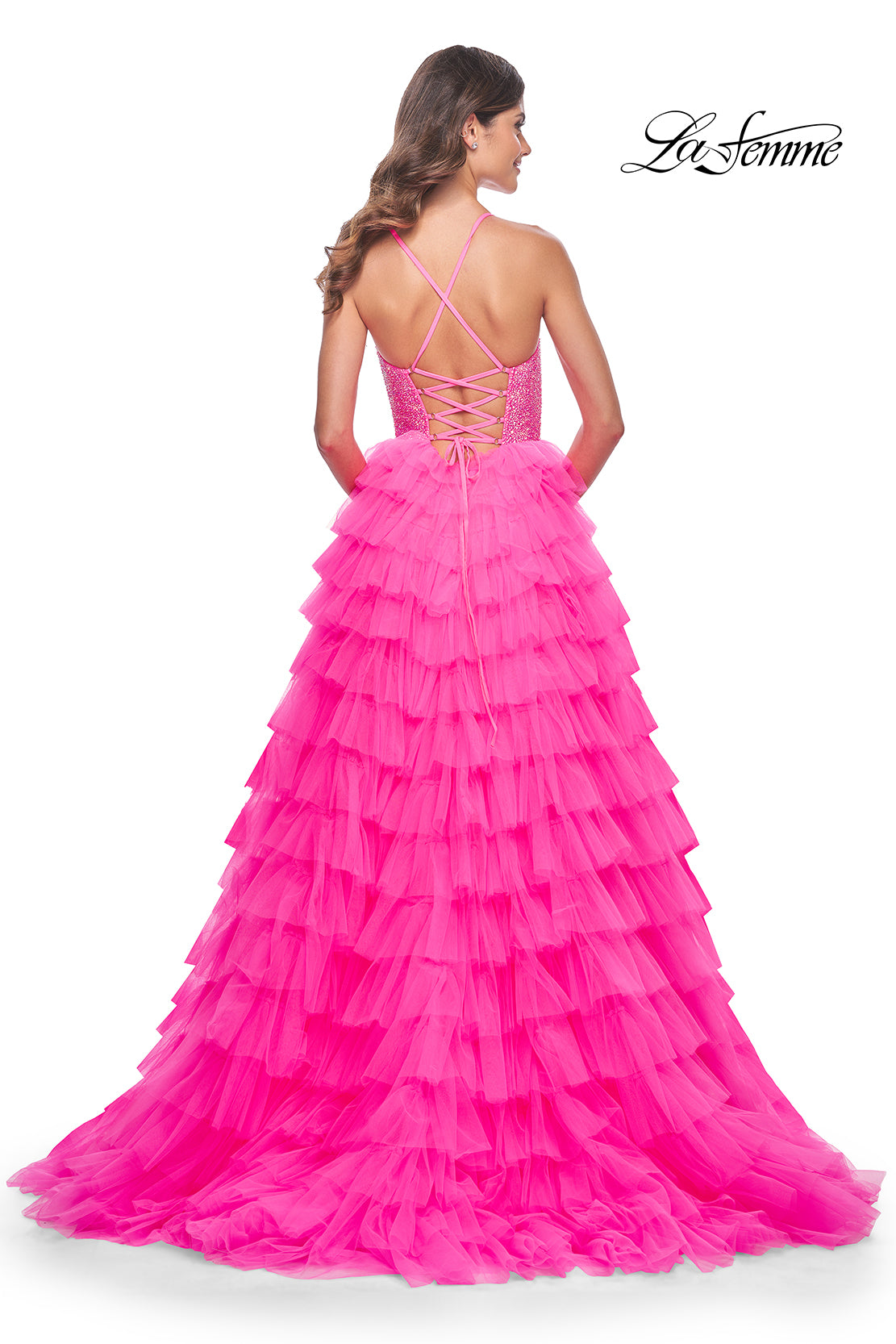 La-Femme-32335-Sweetheart-Neckline-Lace-up-Back-High-Slit-Hot-Stone-Tulle-Ball-Gowns-NeonPink-Evening-Dress-B-Chic-Fashions-Prom-Dress