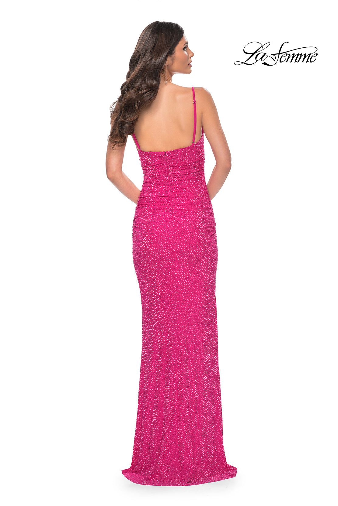 La-Femme-32338-V-Neck-Neckline-Zipper-Back-Corset-Hot-Stone-Net-Jersey-Fitted-Hot-Pink-Evening-Dress-B-Chic-Fashions-Prom-Dress