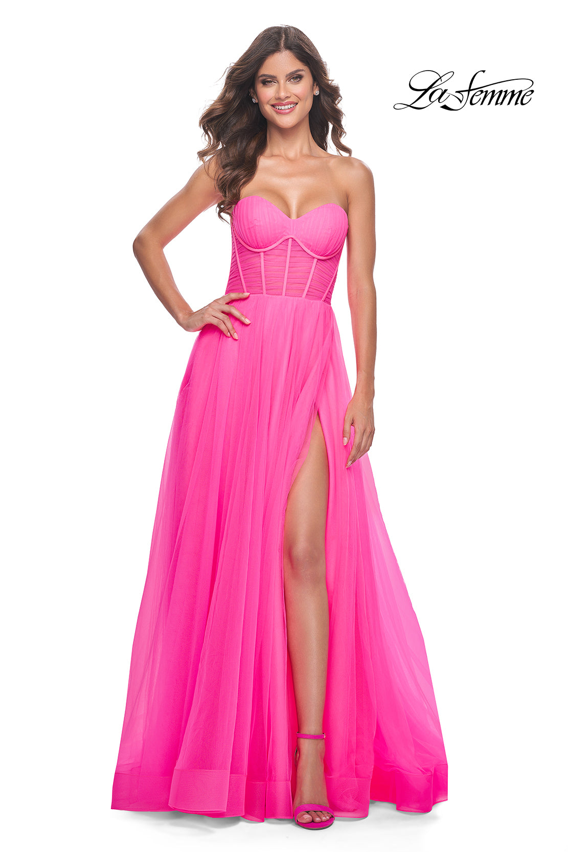 La-Femme-32341-Sweetheart-Neckline-Zipper-Back-Corset-Tulle-Fitted-Neon-Pink-Evening-Dress-B-Chic-Fashions-Prom-Dress