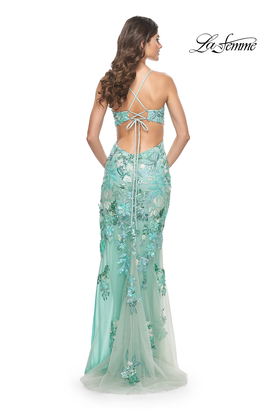 La-Femme-32344-V-Neck-Neckline-Low-Back-High-Slit-Print-Sequin-Column-Fitted-Sage-Evening-Dress-B-Chic-Fashions-Prom-Dress