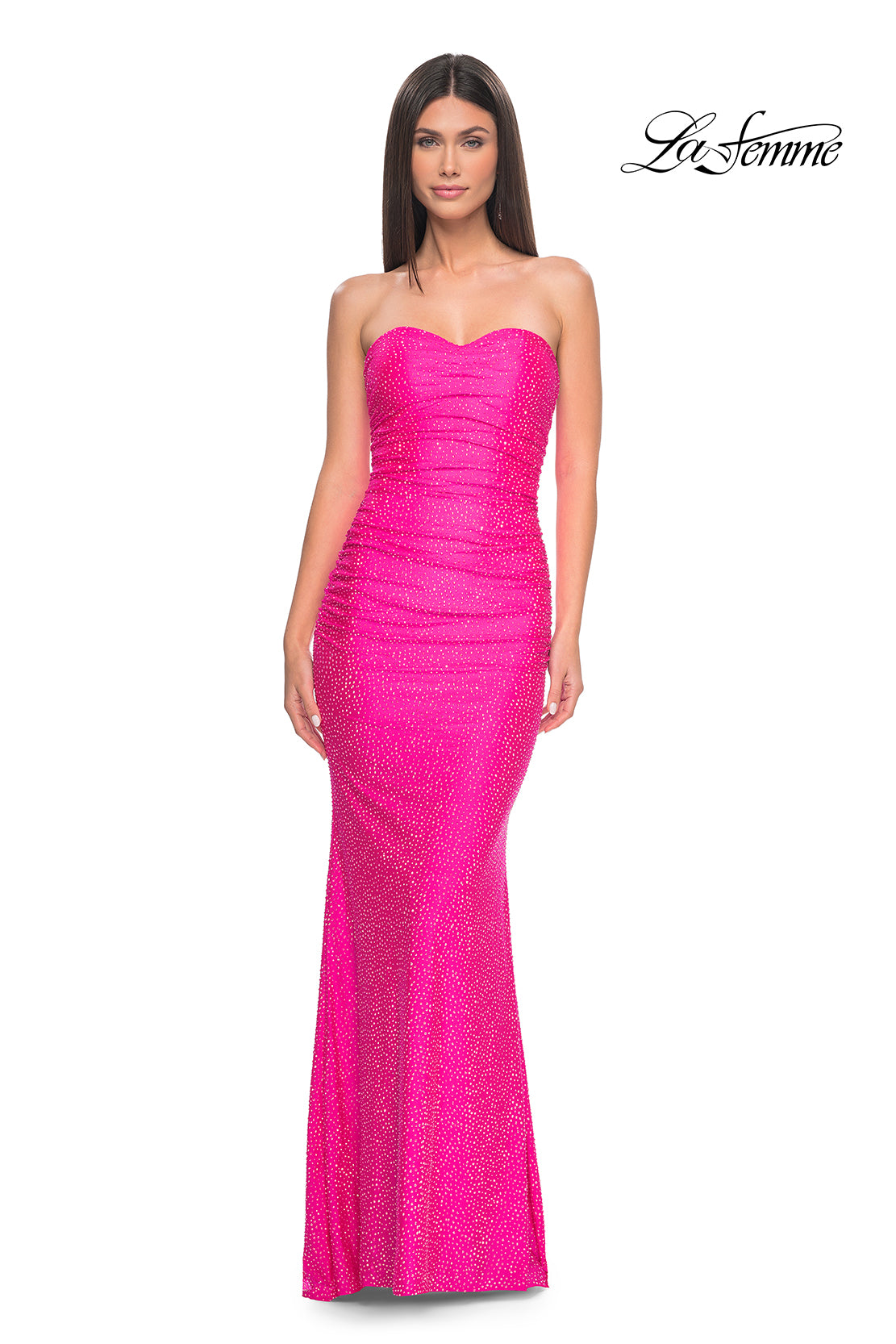 La-Femme-32436-Sweetheart-Neckline-Zipper-Back-Sweep-Train-Hot-Stone-Jersey-Fitted-Neon-Pink-Evening-Dress-B-Chic-Fashions-Prom-Dress