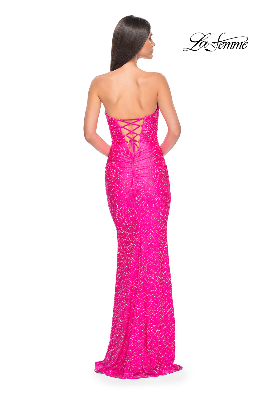 La-Femme-32436-Sweetheart-Neckline-Zipper-Back-Sweep-Train-Hot-Stone-Jersey-Fitted-Neon-Pink-Evening-Dress-B-Chic-Fashions-Prom-Dress