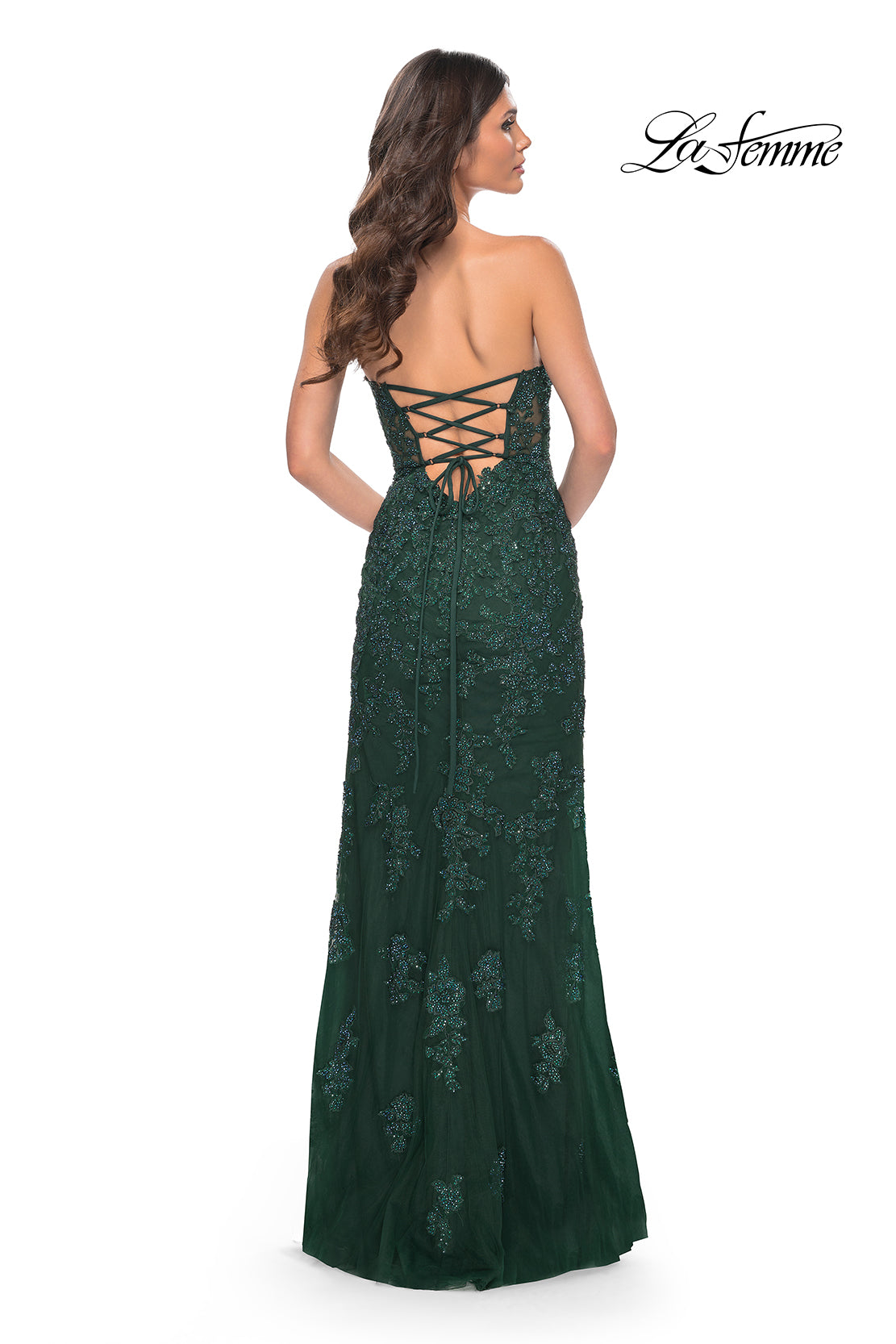 La-Femme-32437-Sweetheart-Neckline-Lace-up-Back-High-Slit-Lace-Tulle-Fitted-Dark-Emerald-Evening-Dress-B-Chic-Fashions-Prom-Dress