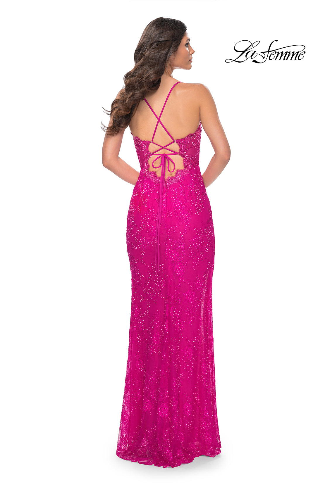 La-Femme-32441-Sweetheart-Neckline-Lace-up-Back-High-Slit-Lace-Fitted-Hot-Fuchsia-Evening-Dress-B-Chic-Fashions-Prom-Dress