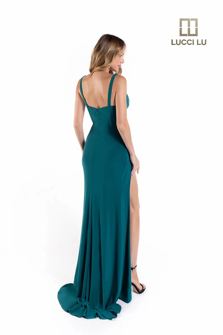 Lucci-Lu-1232-Plunging-Sweetheart-Neckline-Zipper-Back-High-Slit-Jersey-Fit-N-Flare-Emerald-Evening-Dress-B-Chic-Fashions-Prom-Dress