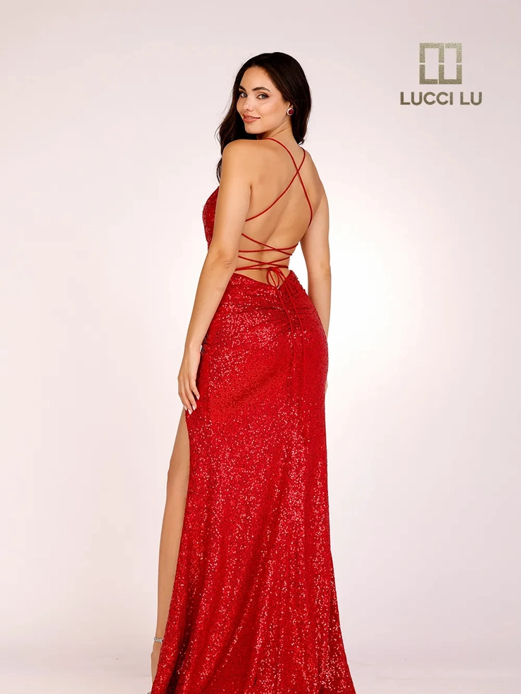 Lucci-Lu-1269-Cowl-Neckline-Criss-Cross-Back-High-Slit-Sequins-Velvet-Fit-N-Flare-Red-Evening-Dress-B-Chic-Fashions-Prom-Dress
