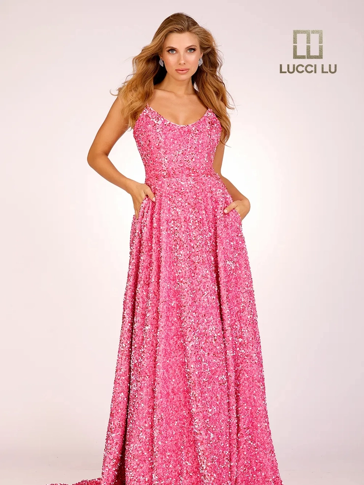 Lucci-Lu-1273-Scoop-Neckline-Lace-up-Back-Sweep-Train-Sequins-Velvet-A-Line-Hot-Pink-Evening-Dress-B-Chic-Fashions-Prom-Dress