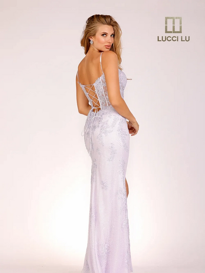 Lucci-Lu-1288-Plunging-Square-Neckline-Lace-up-Back-High-Slit-Embroidered-Tulle-Fit-N-Flare-Lilac-Evening-Dress-B-Chic-Fashions-Prom-Dress