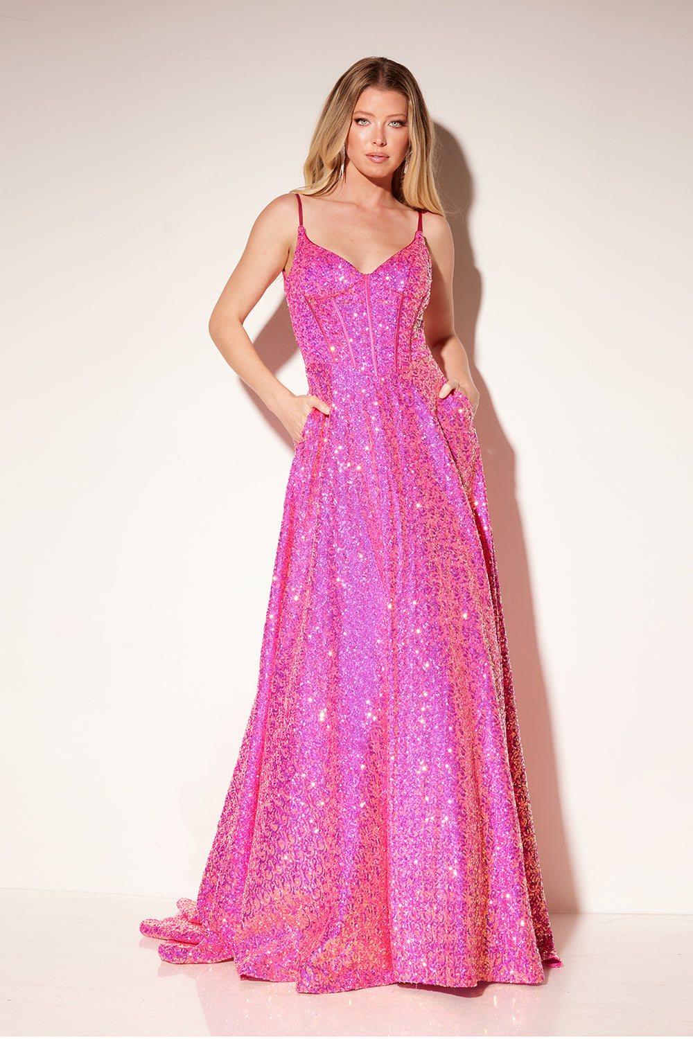 Lucci-Lu-1321-V-Neck-Neckline-Open-Back-Corset-Sequins-A-Line-Fuchsia-Evening-Dress-B-Chic-Fashions-Prom-Dress