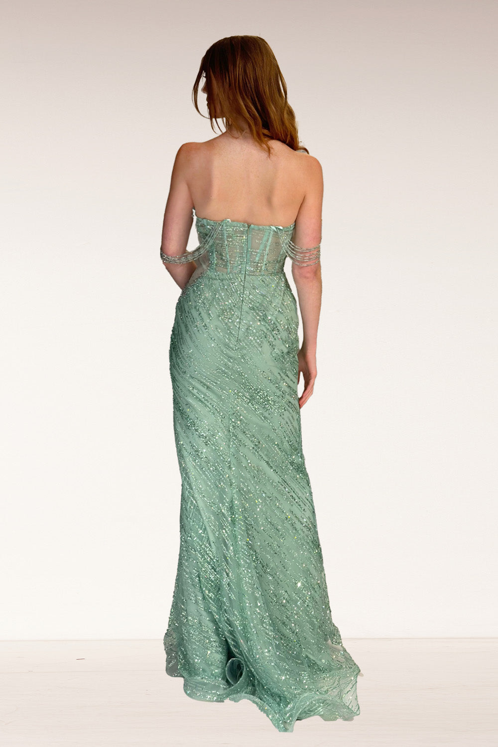 Lucci-Lu-1327-Sweetheart-Neckline-Zipper-Back-Corset-Glitter-Tullet-Fit-N-Flare-Sage-Evening-Dress-B-Chic-Fashions-Prom-Dress