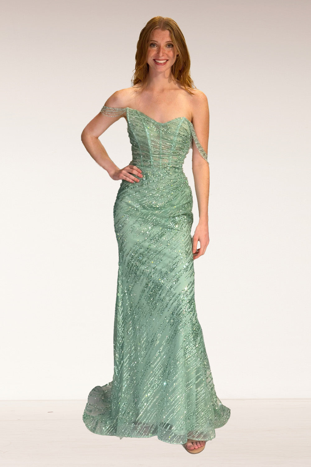 Lucci-Lu-1327-Sweetheart-Neckline-Zipper-Back-Corset-Glitter-Tullet-Fit-N-Flare-Sage-Evening-Dress-B-Chic-Fashions-Prom-Dress