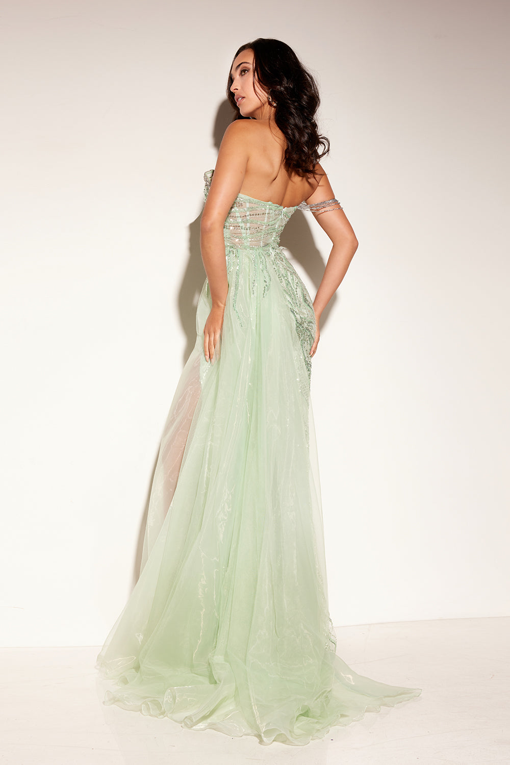 Lucci-Lu-1330-Sweetheart-Neckline-Open-Back-High-Slit-Embroidered-Tulle-Fit-N-Flare-Sage-Evening-Dress-B-Chic-Fashions-Prom-Dress
