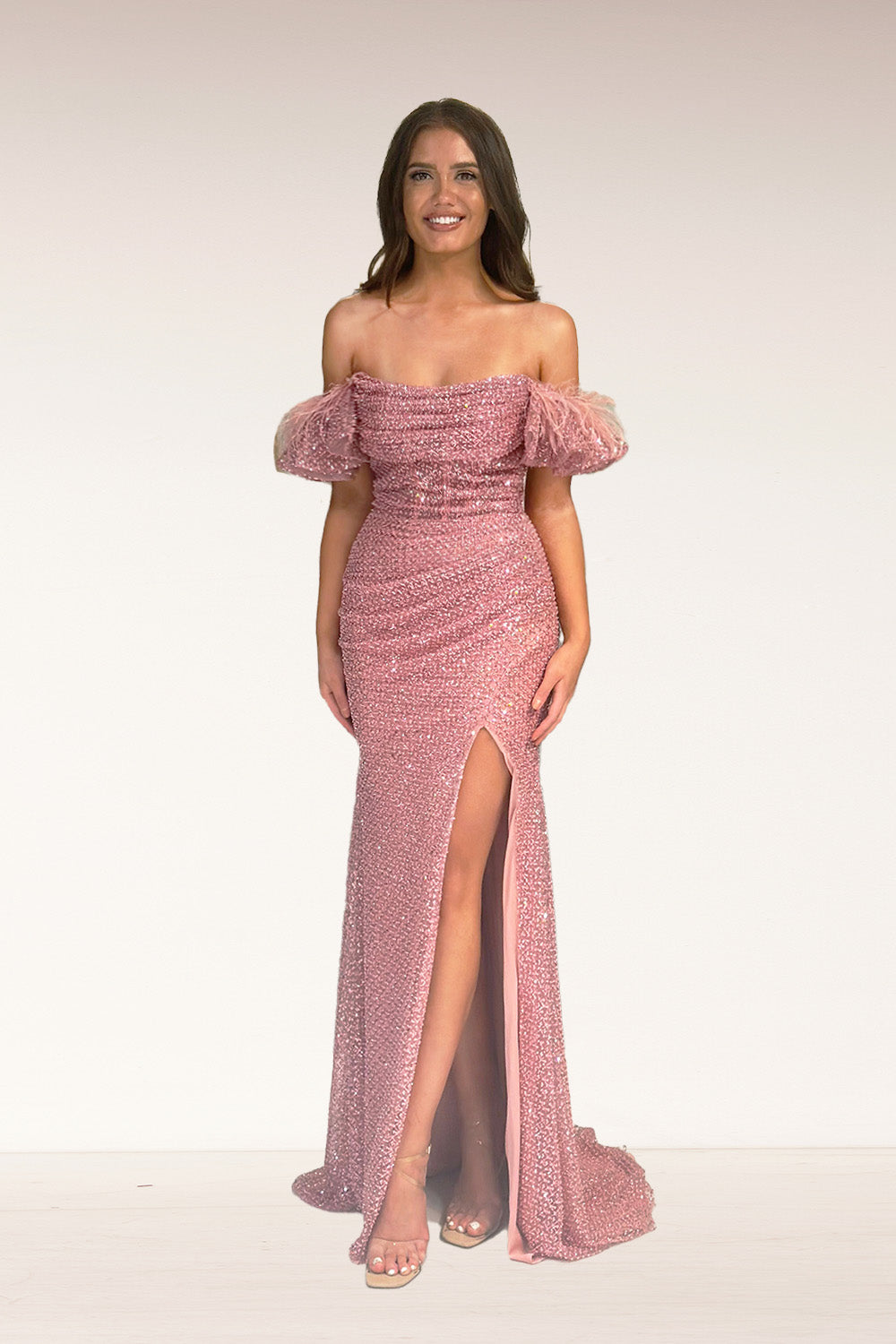 Lucci-Lu-1345-Straight-Neckline-Zipper-Back-High-Slit-Beaded-Tulle-Fit-N-Flare-Rose-Evening-Dress-B-Chic-Fashions-Prom-Dress
