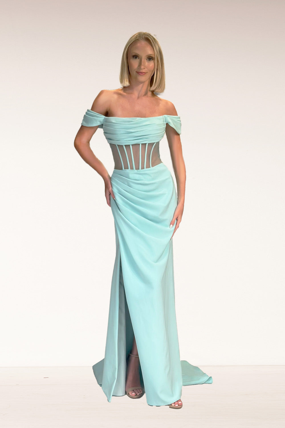 Lucci-Lu-1361-Straight-Neckline-Zipper-Back-High-Slit-Crepe-Fit-N-Flare-Aqua-Evening-Dress-B-Chic-Fashions-Prom-Dress