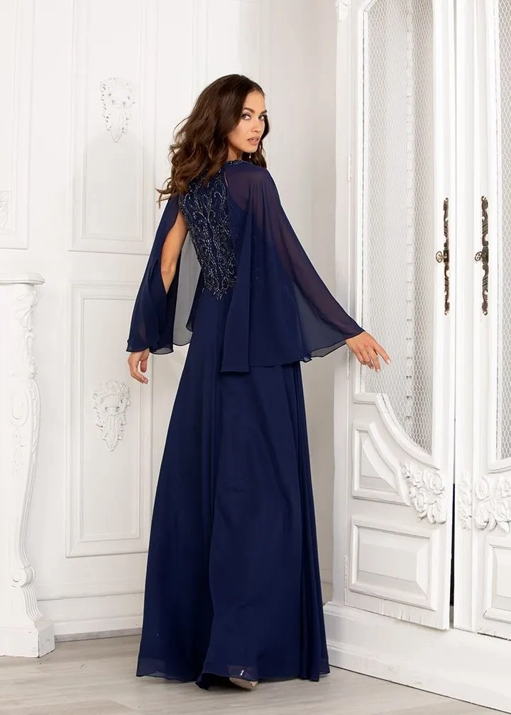 Lucci-Lu-6047W-V-Neck-Neckline-Closed-Back-Sweep-Train-Chiffon-Sheath-Navy-Evening-Dress-B-Chic-Fashions-Prom-Dress