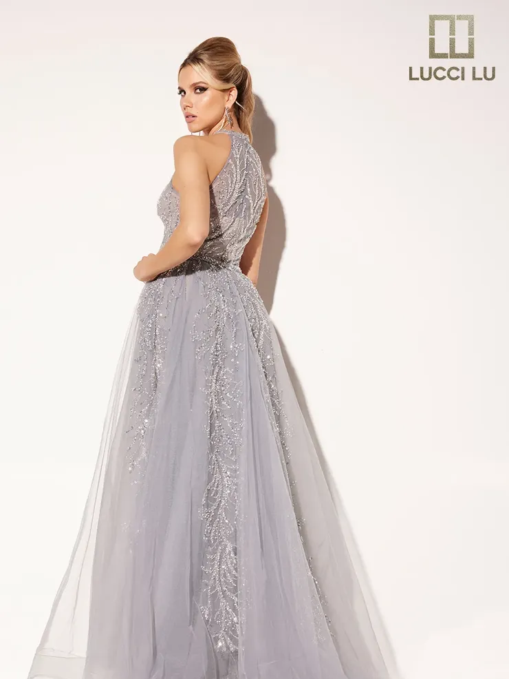 Lucci-Lu-C8034-High-Neckline-Closed-Back-Sweep-Train-Beaded-Tulle-A-Line-Silver-Gray-Evening-Dress-B-Chic-Fashions-Prom-Dress