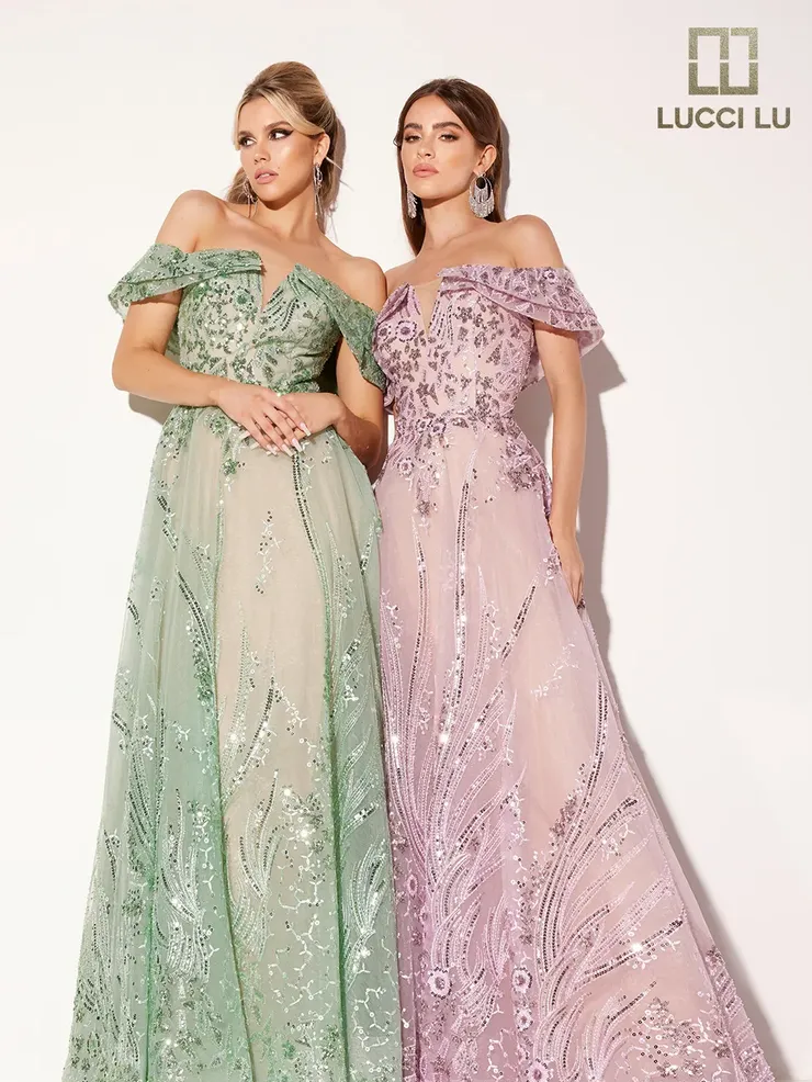 Lucci-Lu-C8035-V-Neck-Neckline-Open-Back-Sweep-Train-Beaded-Tulle-A-Line-Green-Mauve-Evening-Dress-B-Chic-Fashions-Prom-Dress
